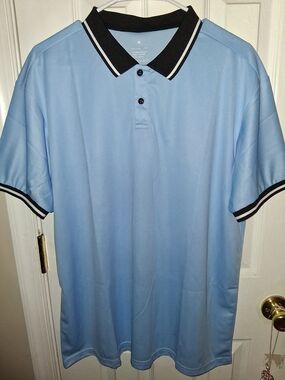 Men's Light Blue Polo Shirt with Black Trim